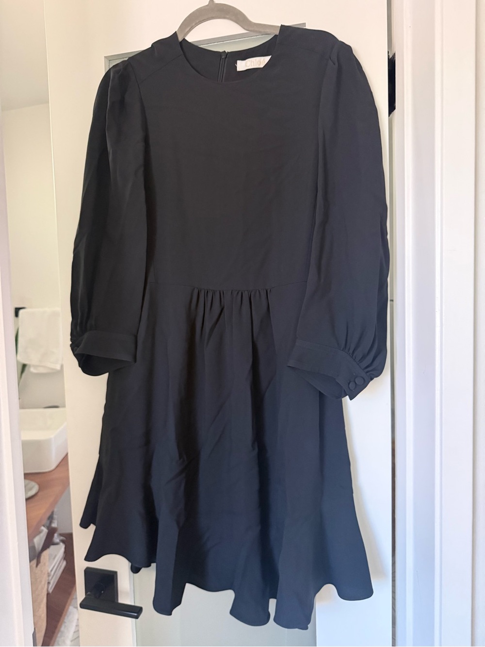 Chloe Black Long-Sleeve Ruffled Hem Girls' Dress